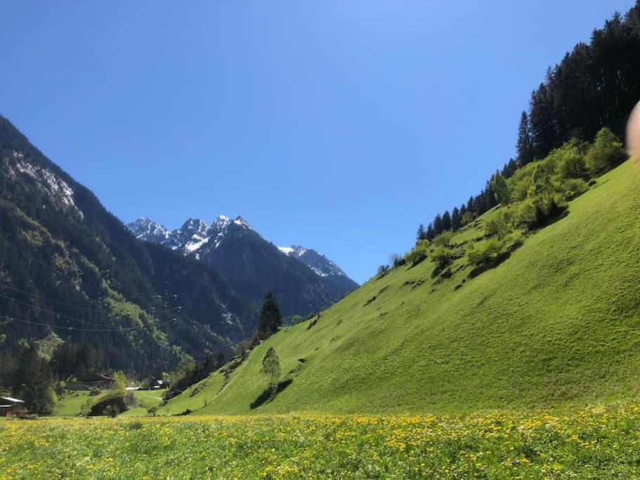 Ferienhaus Zillertal Panorama Blick Balkon Sauna Zellberg Bagian luar foto